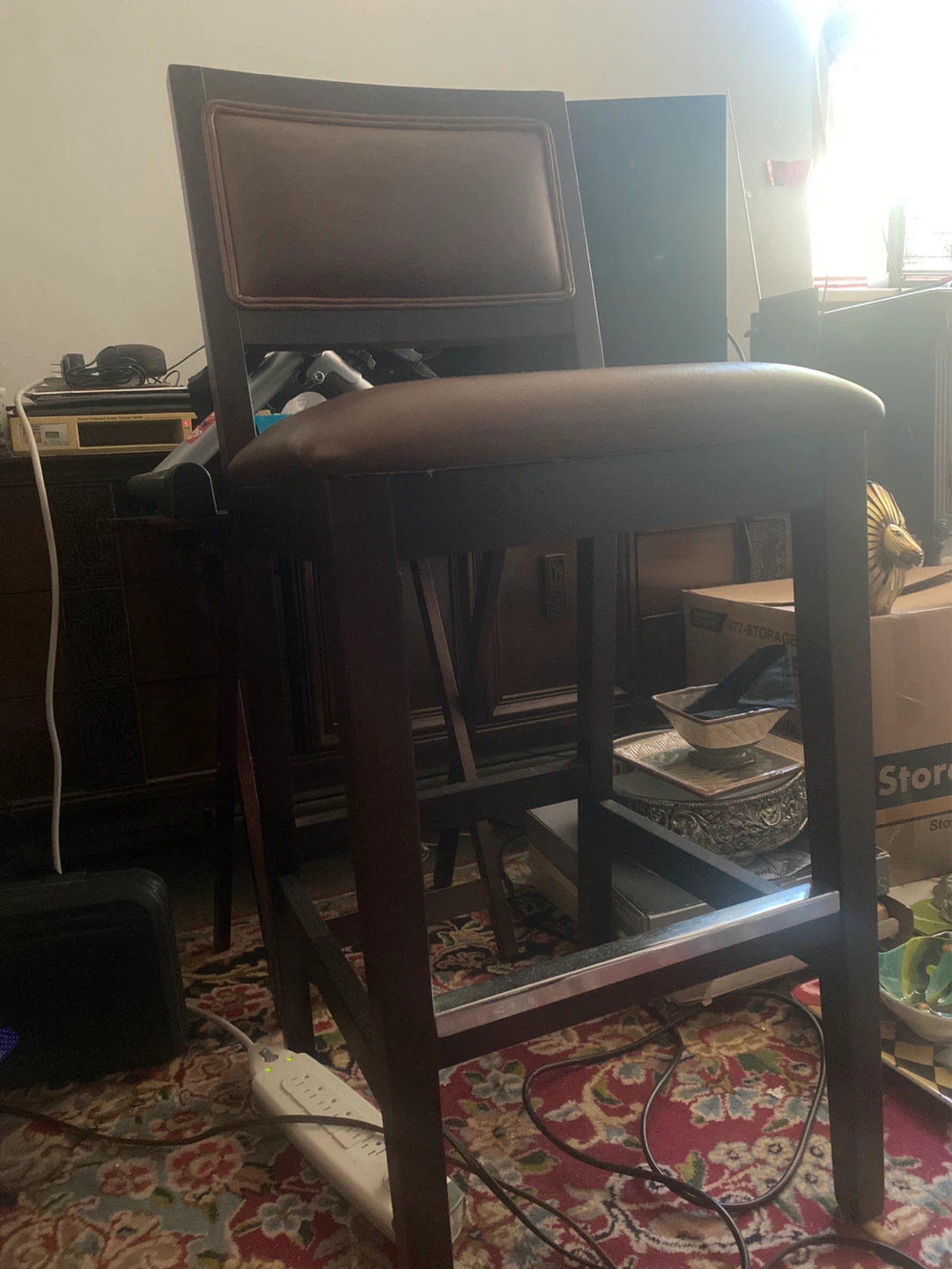Brown Faux Leather Bar Stool
