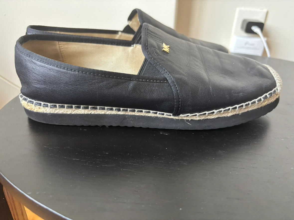 Michael Kors Black Leather Espadrille Flats