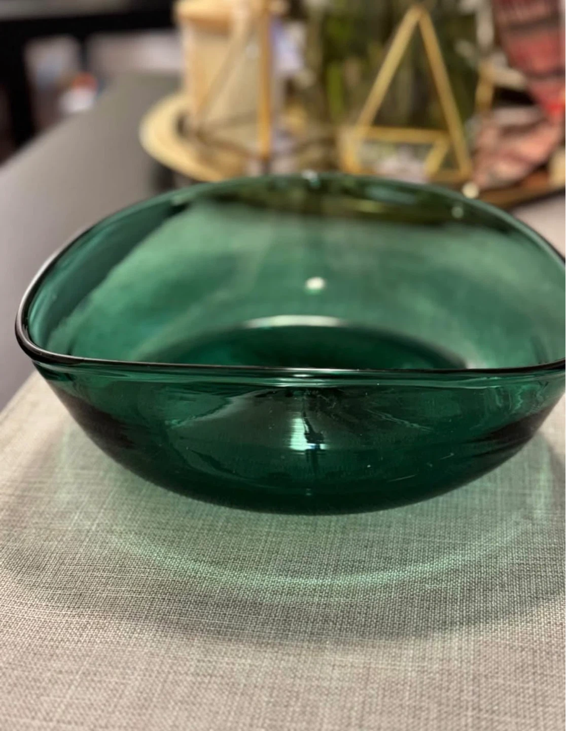 Green Glass Serving Bowl