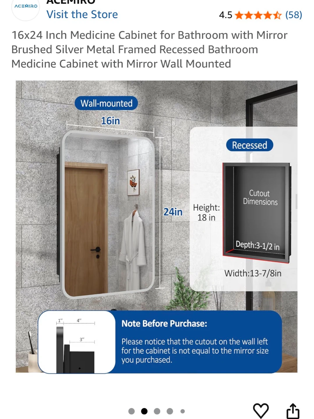 ACEMIRO 16x24 Inch Medicine Cabinet with Mirror