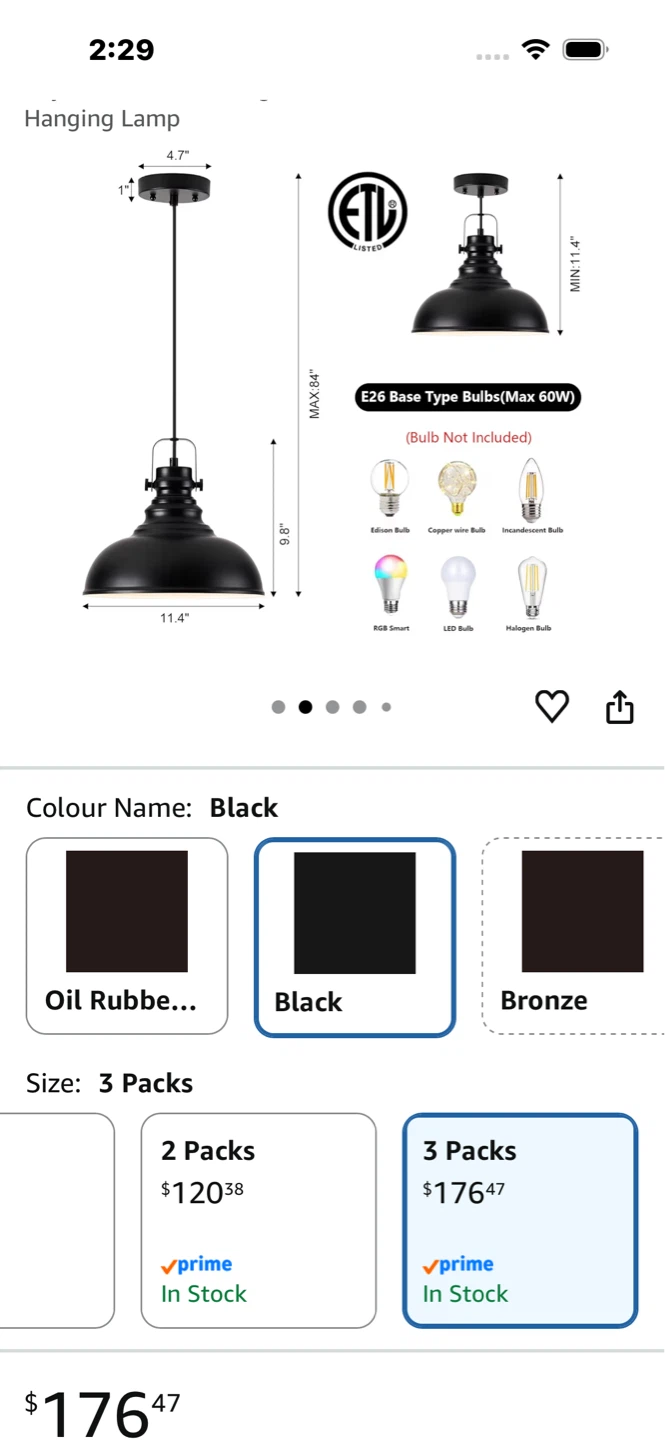 Pendant light set