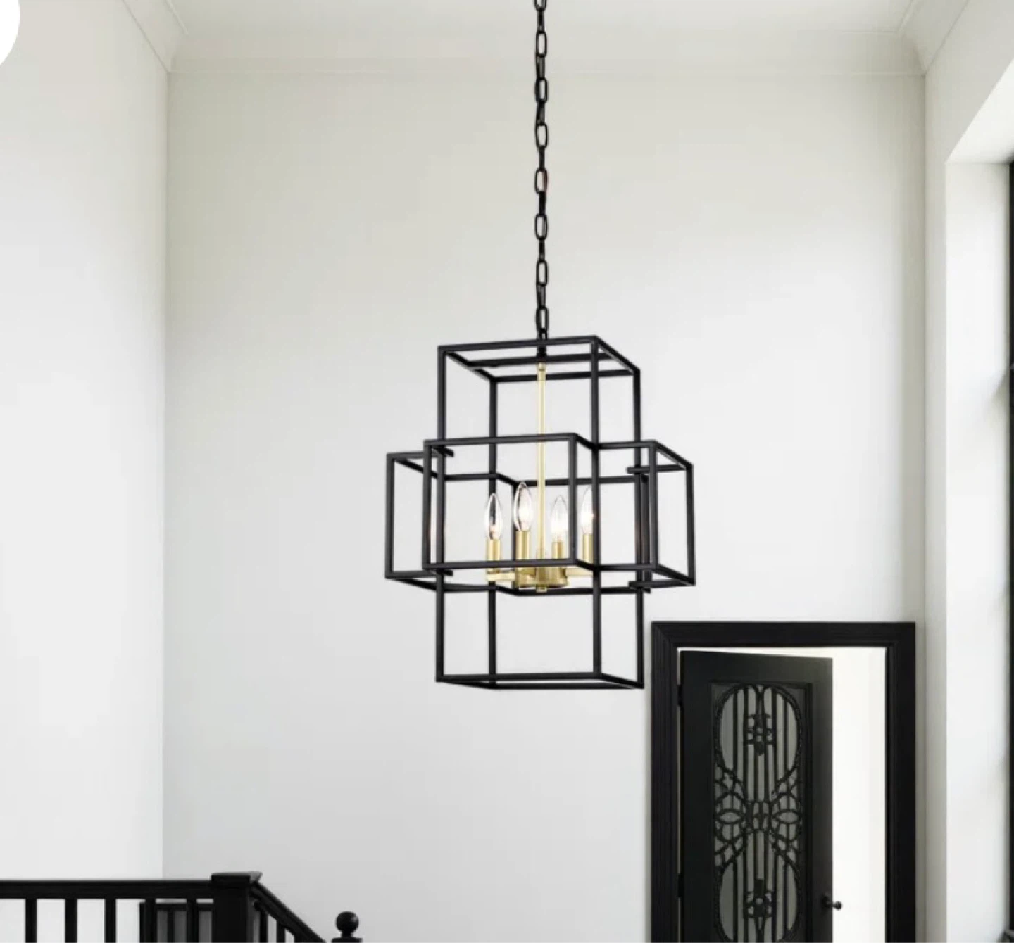 Mercer41 Black & Gold Lantern Chandelier