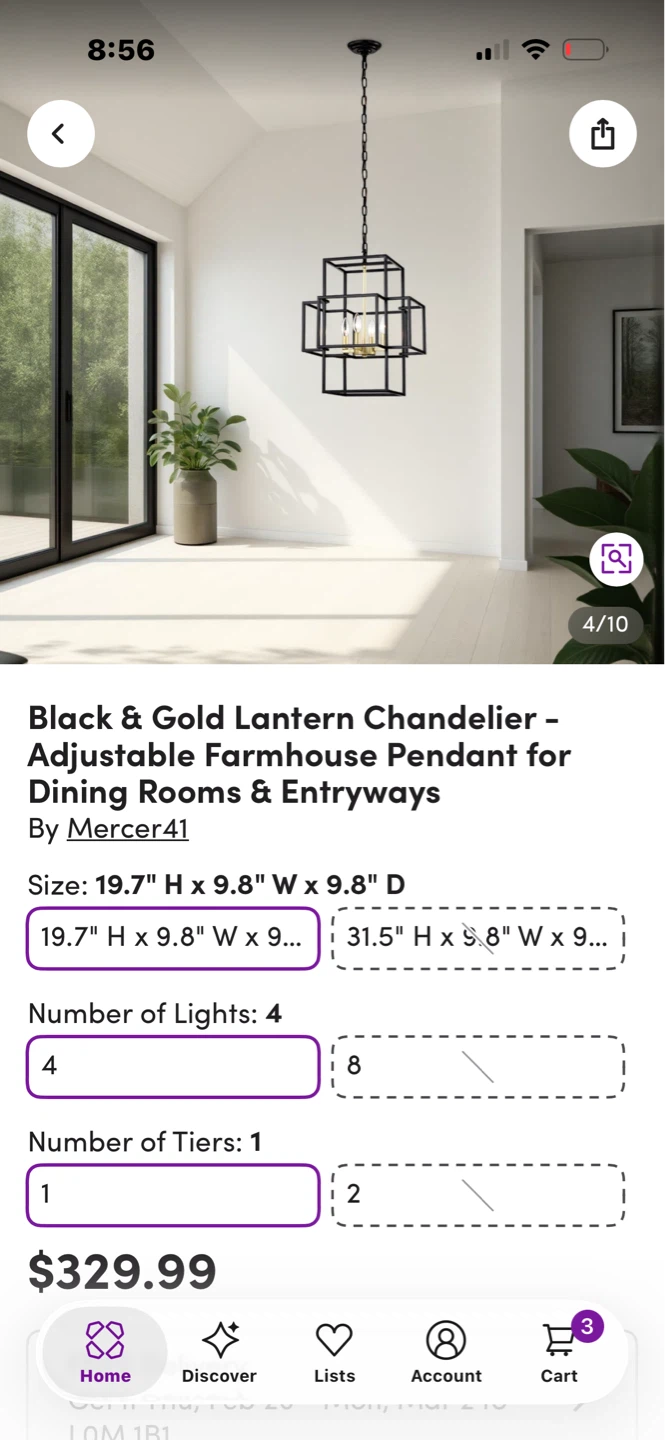 Mercer41 Black & Gold Lantern Chandelier - photo 2