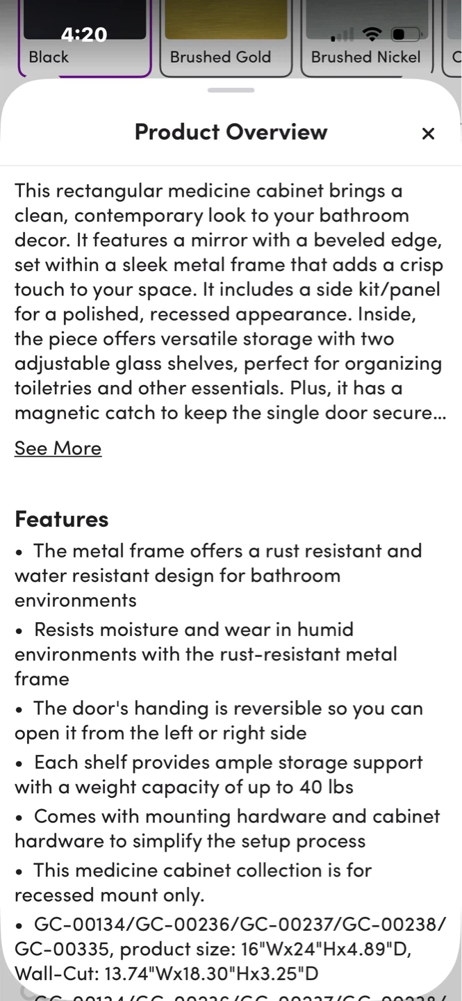 Black Metal Medicine Cabinet with Mirror - photo 4