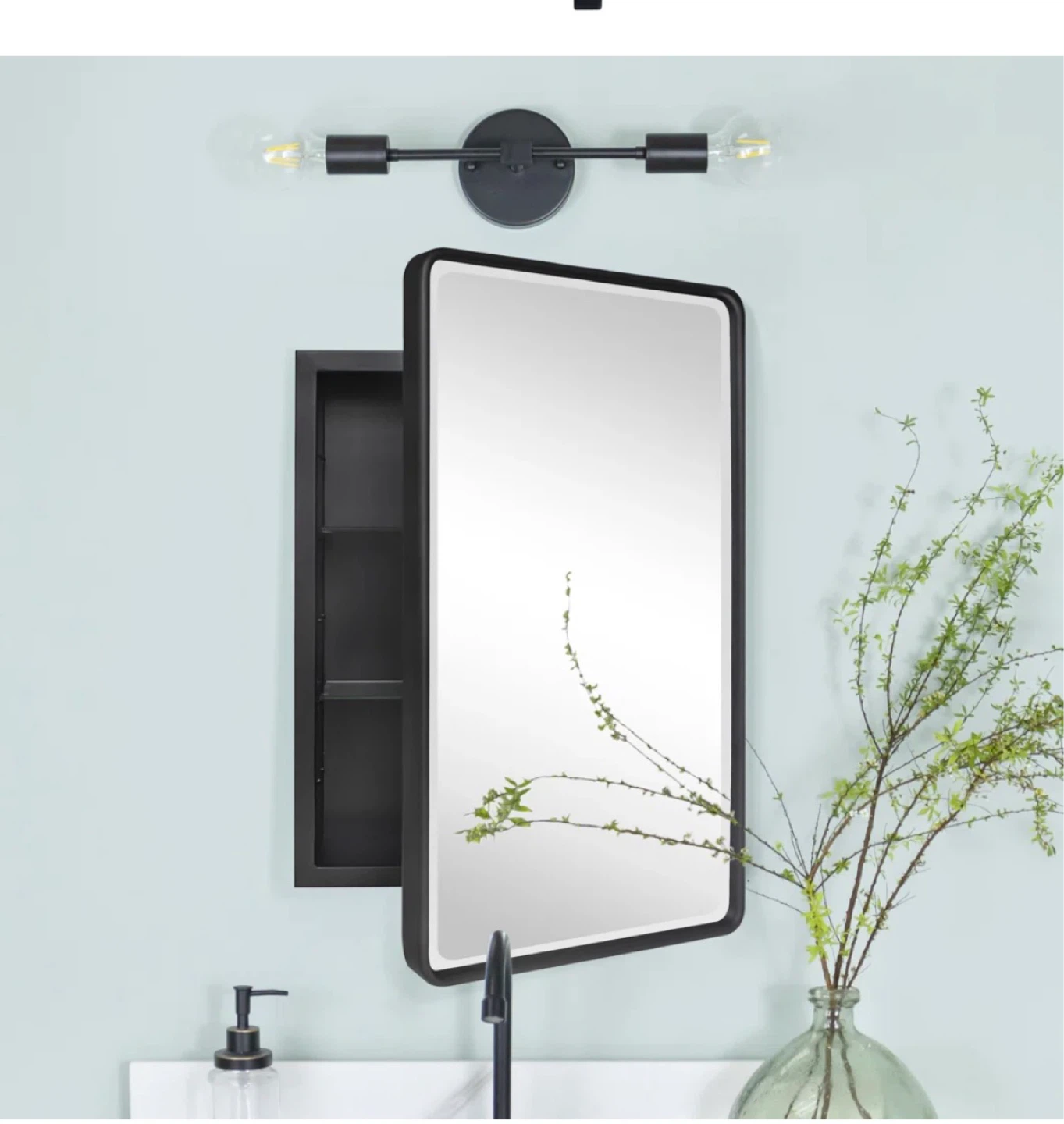 Black Metal Medicine Cabinet with Mirror