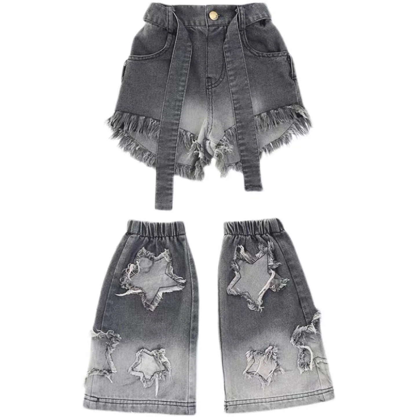 Girls' Denim Shorts with Leg Warmers