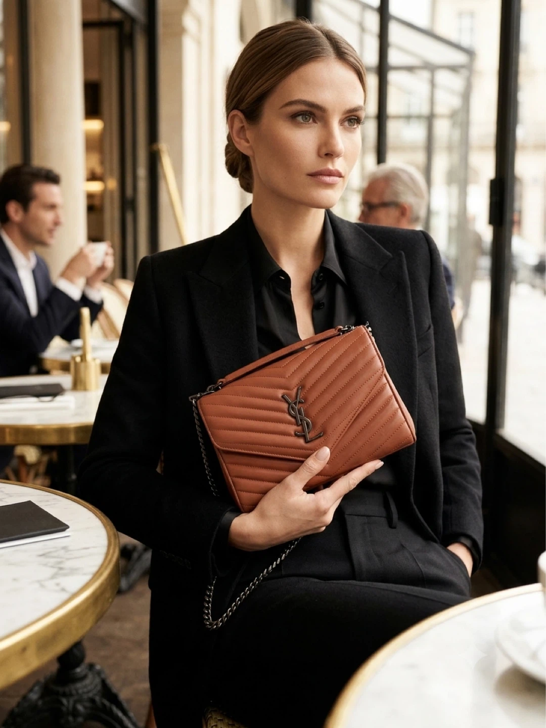 Yves Saint Laurent Brown Quilted Leather Shoulder Bag