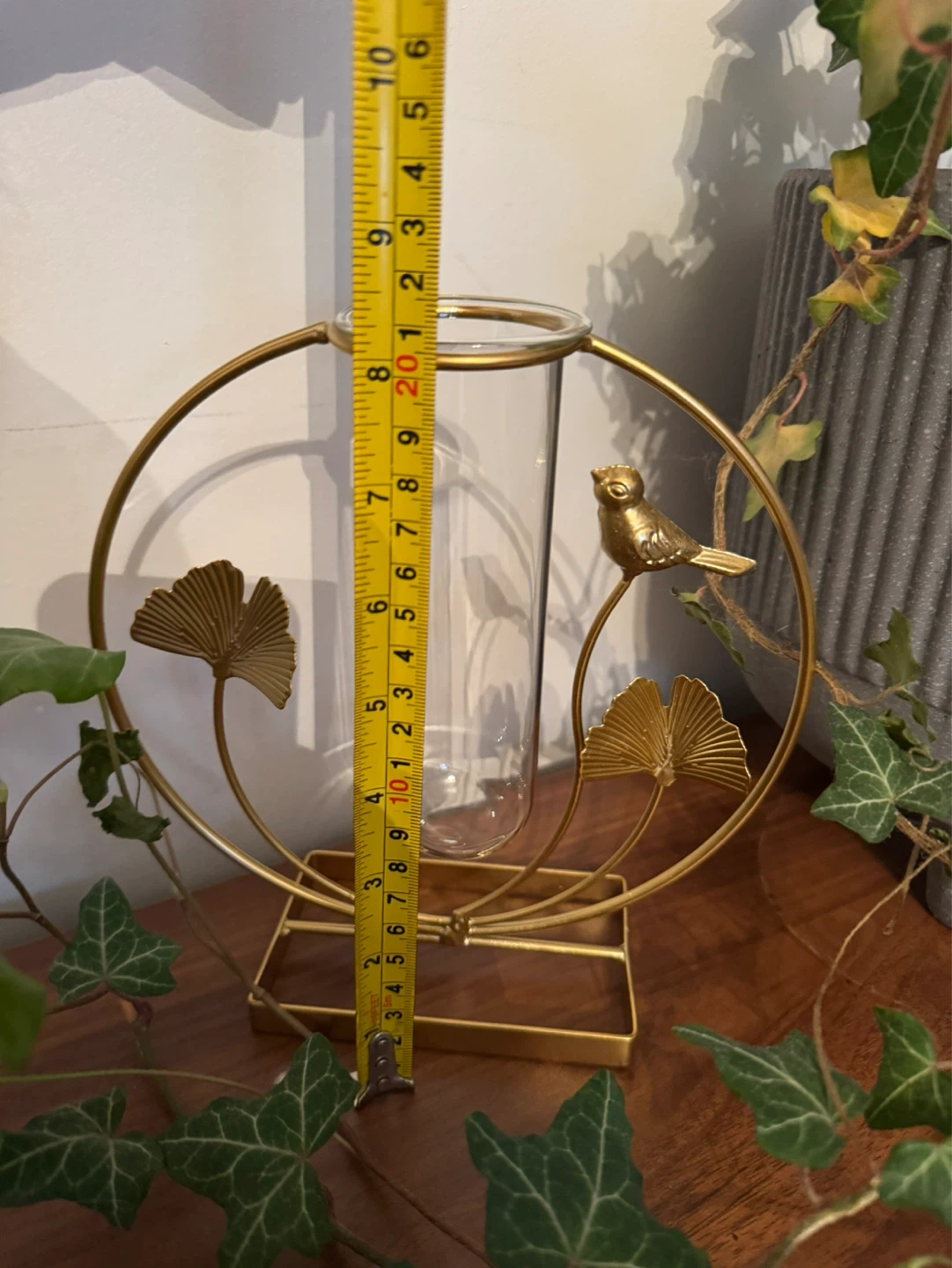 Gold Metal Bird Flower Vase - photo 3