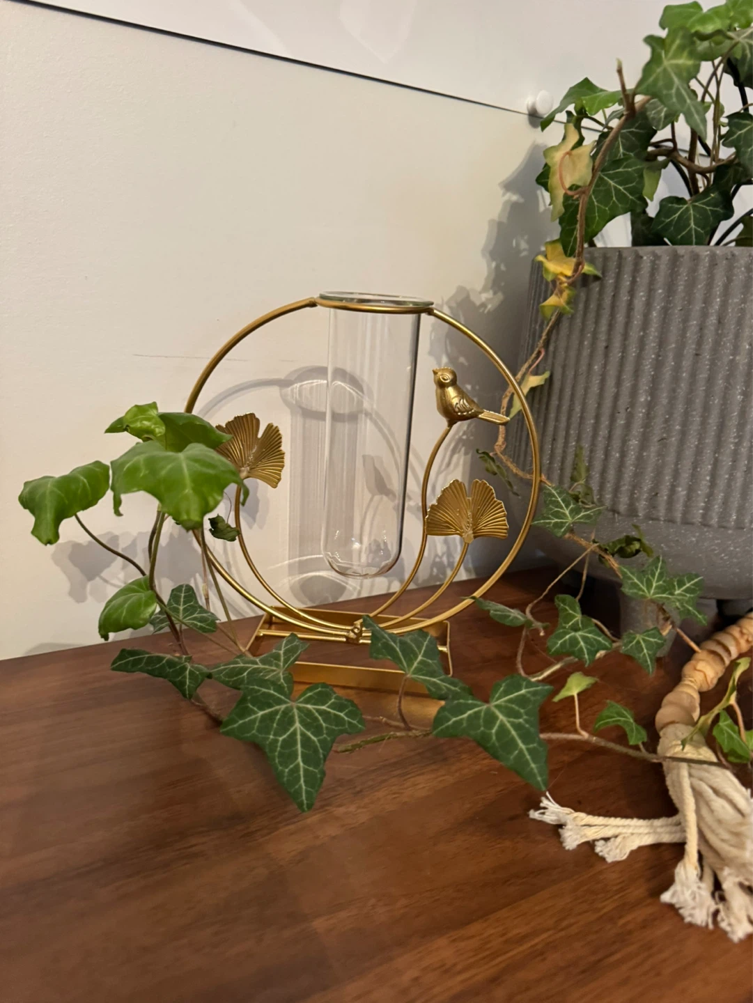 Gold Metal Bird Flower Vase