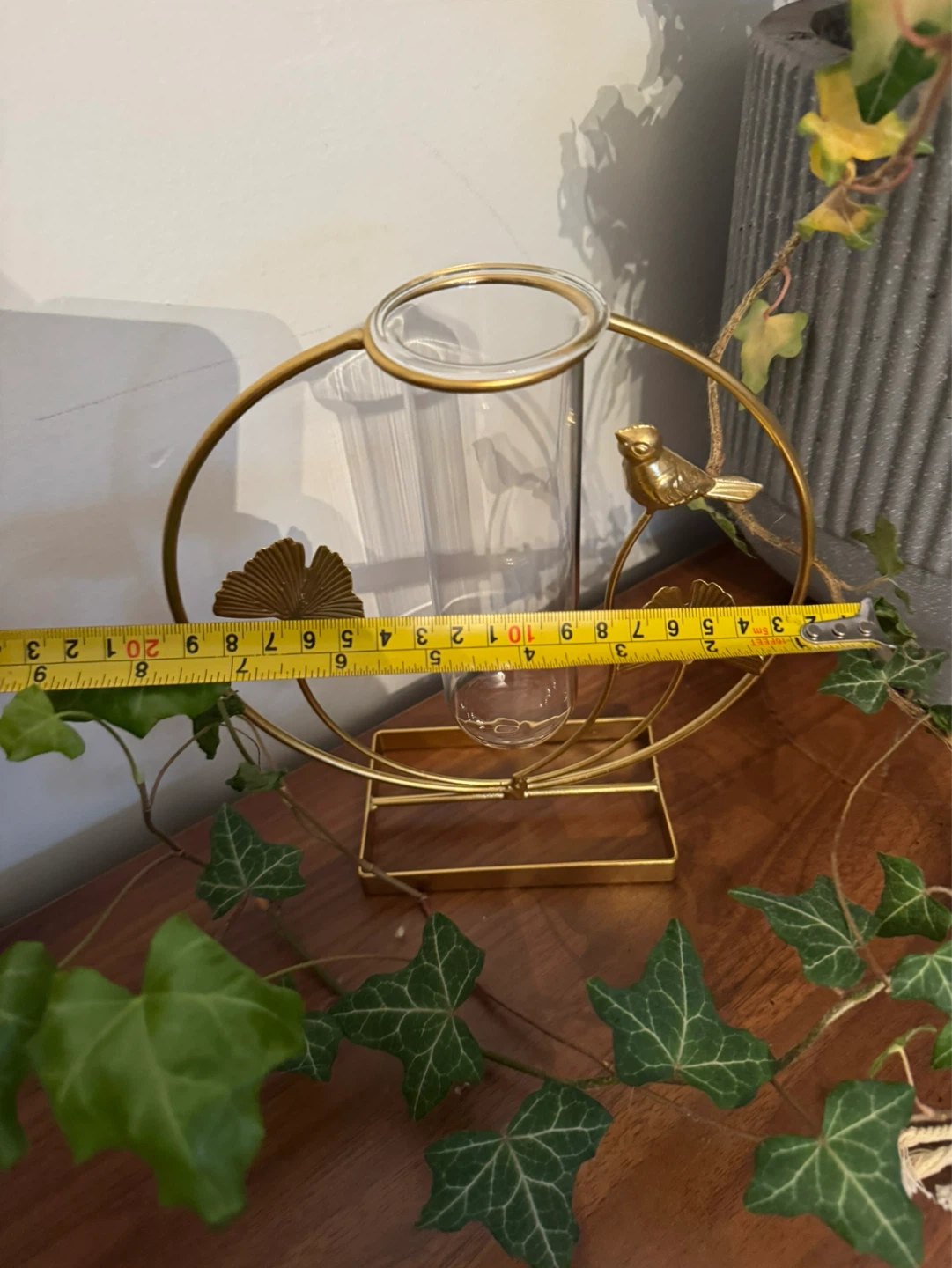 Gold Metal Bird Flower Vase - photo 2