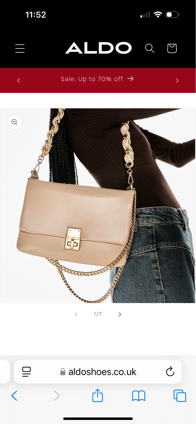 ALDO Beige Crossbody Bag with Gold Chain
