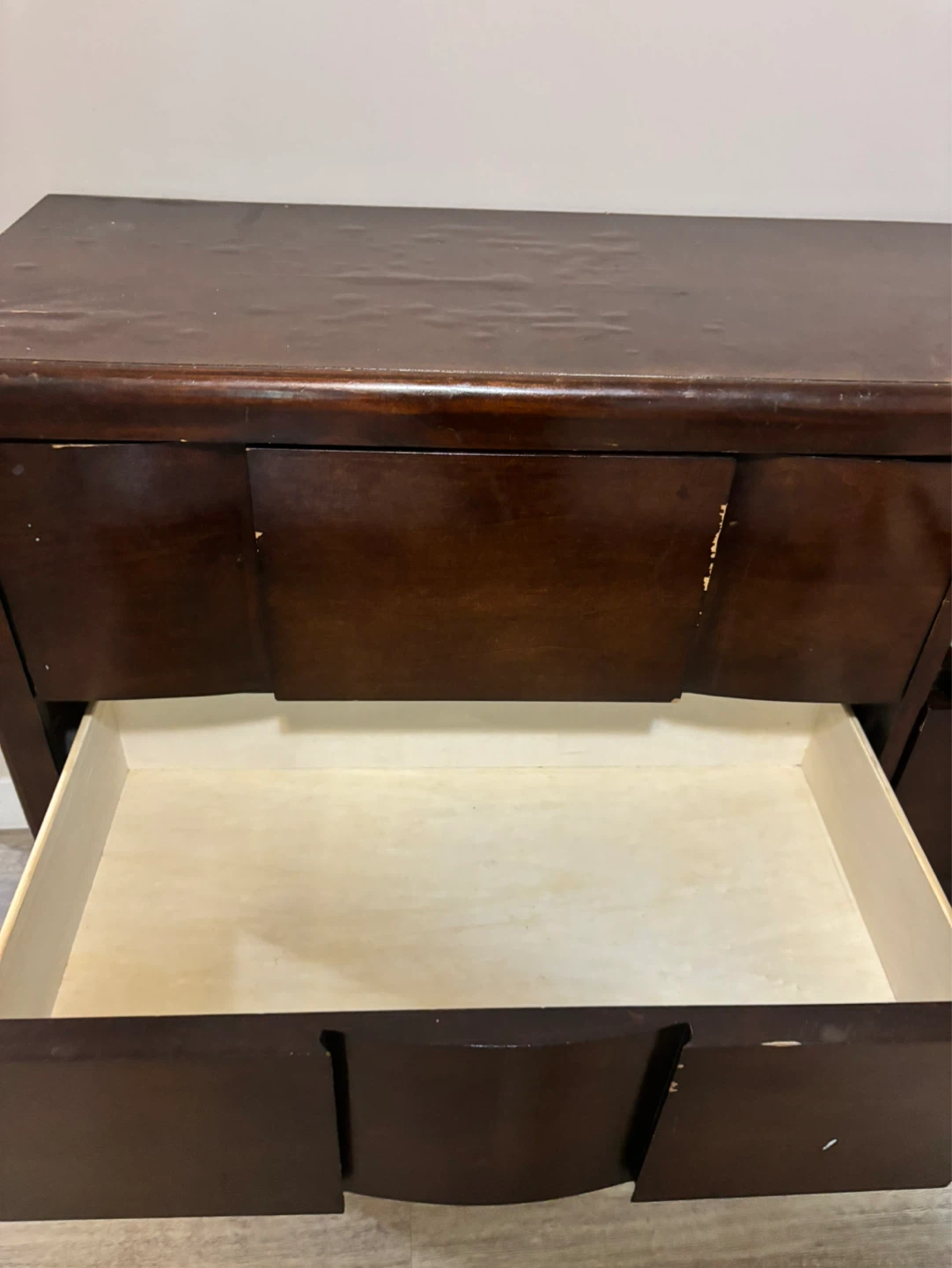 Dark Wood Dresser with Geometric Drawer Fronts - photo 5