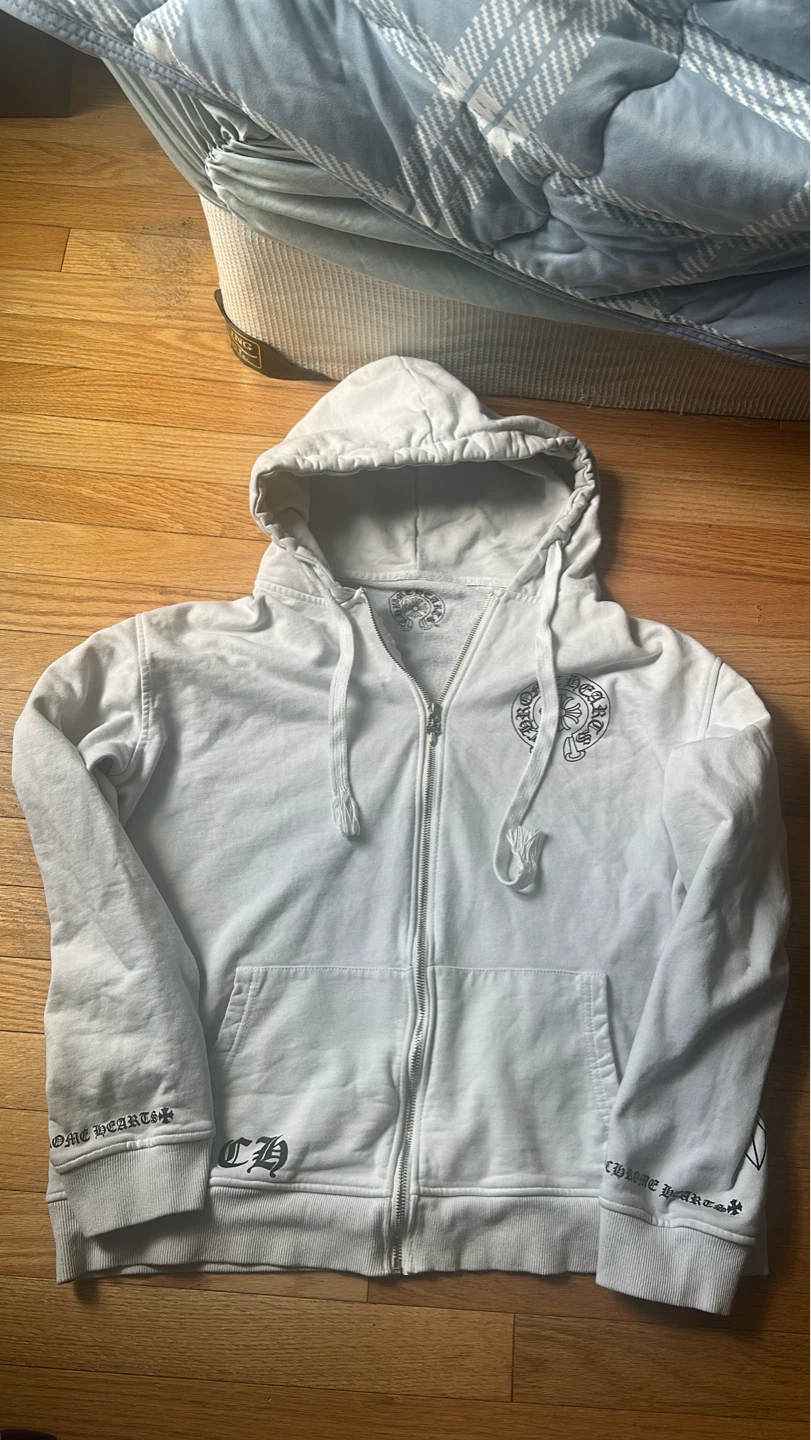 Chrome Hearts White Zip-Up Hoodie