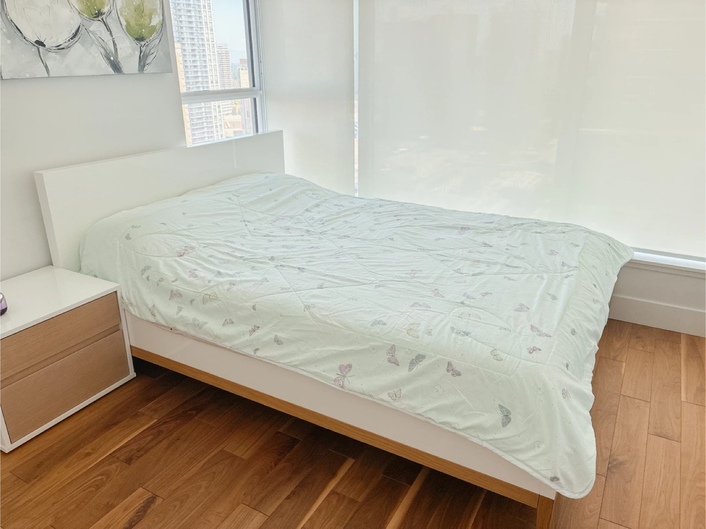 Light Green Summer Quilt with Butterfly Print