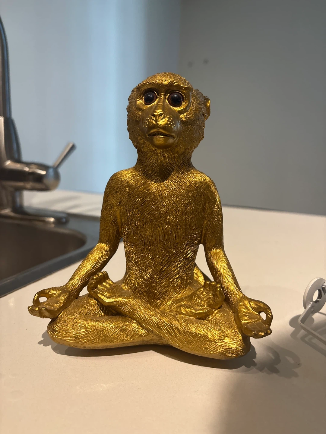 Gold Monkey Meditating Figurine