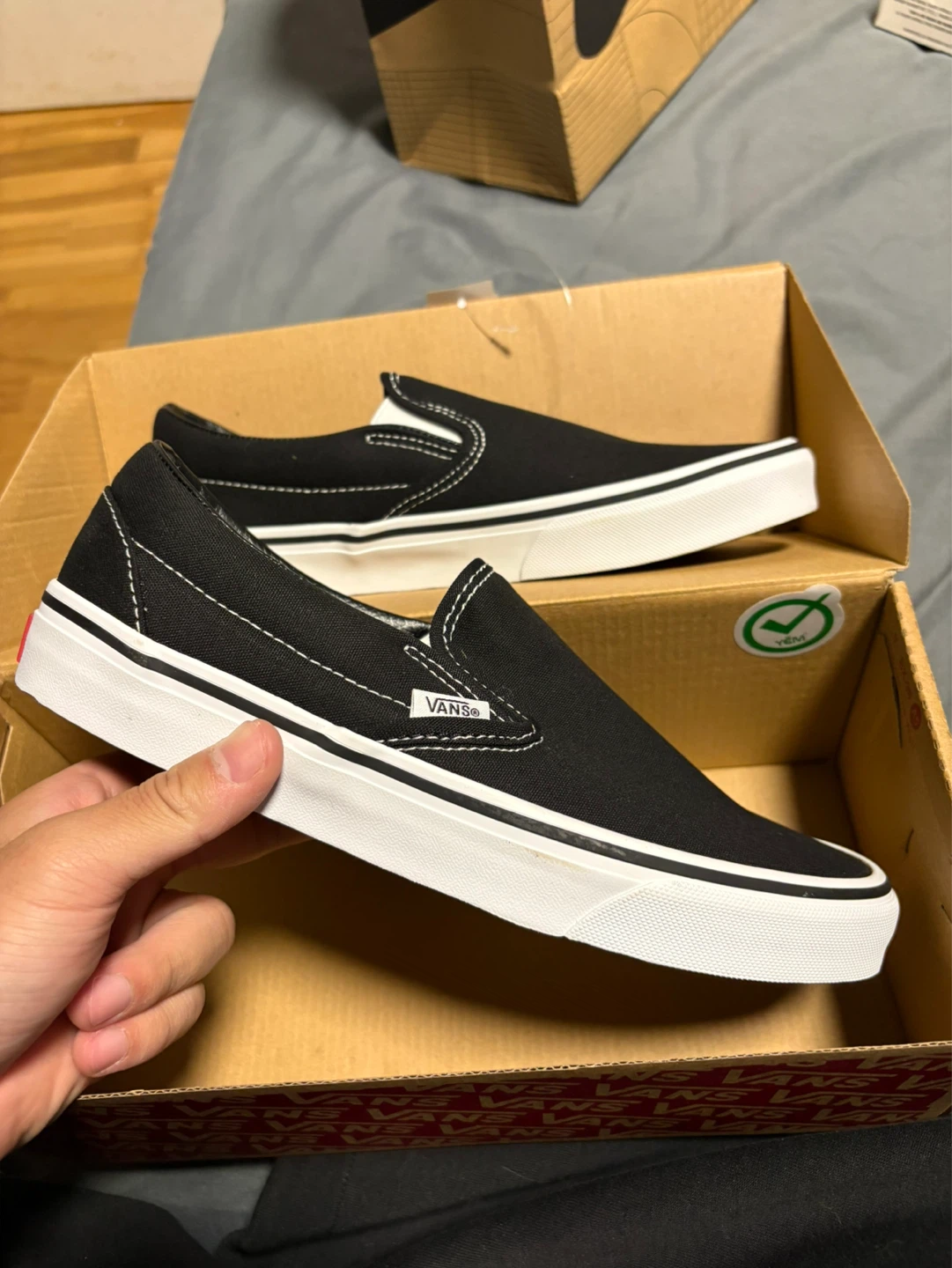 Vans Classic Slip-On Black Shoes - Men's Size 7