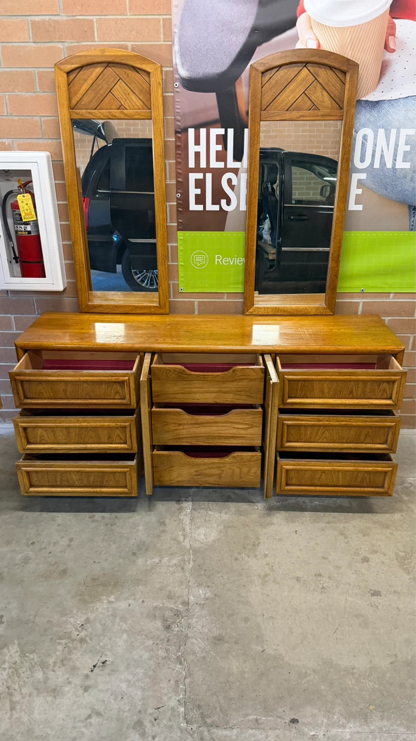 Wooden Dresser with Mirrors and Wardrobe Set - photo 4