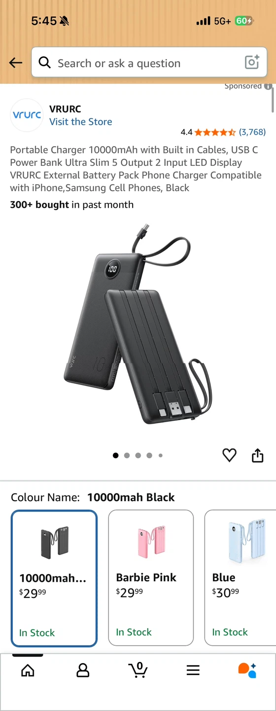 VRURC Portable Charger 10k Power Bank