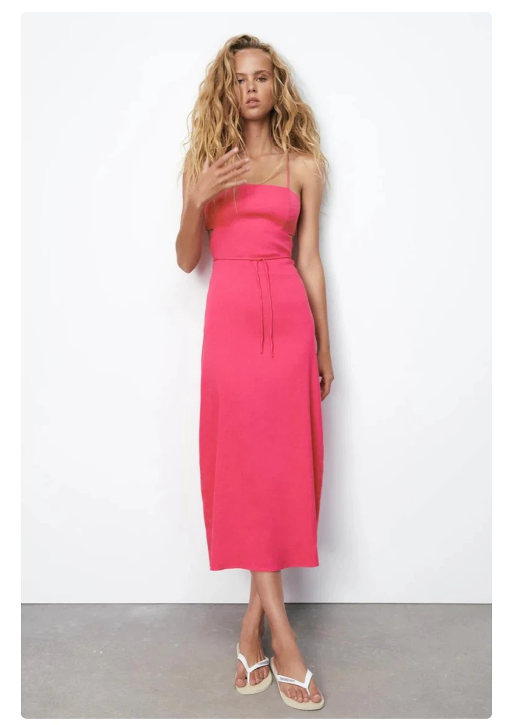 ⚽️ 🆕 Zara Cut Out Linen Blend Midi Dress - XS