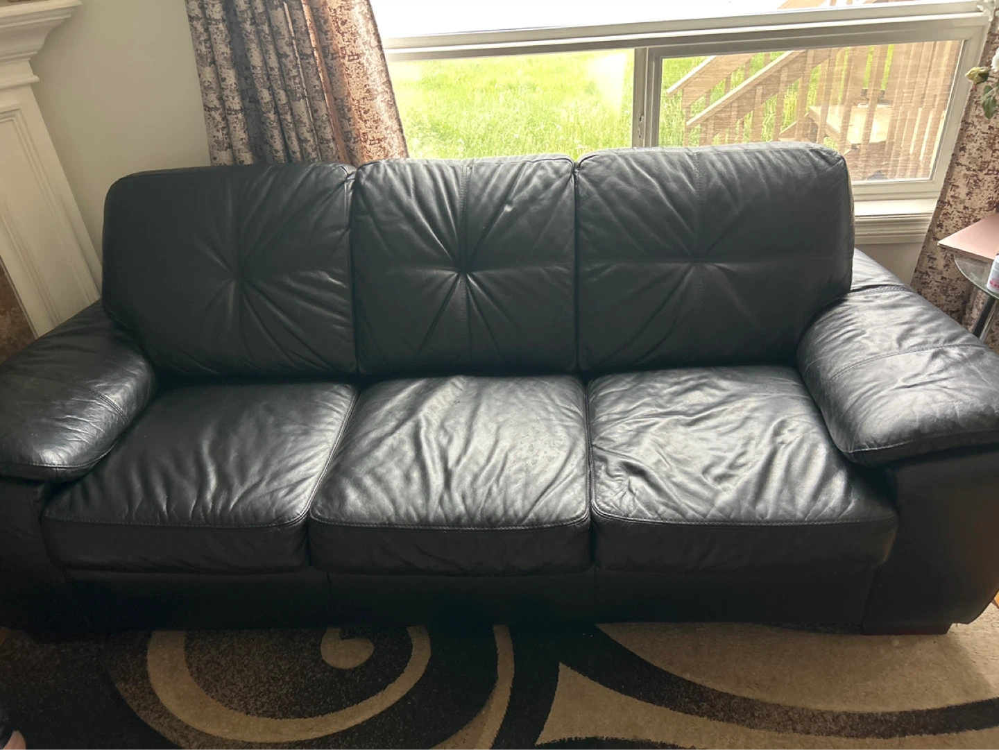 Black Leather Couch - photo 2