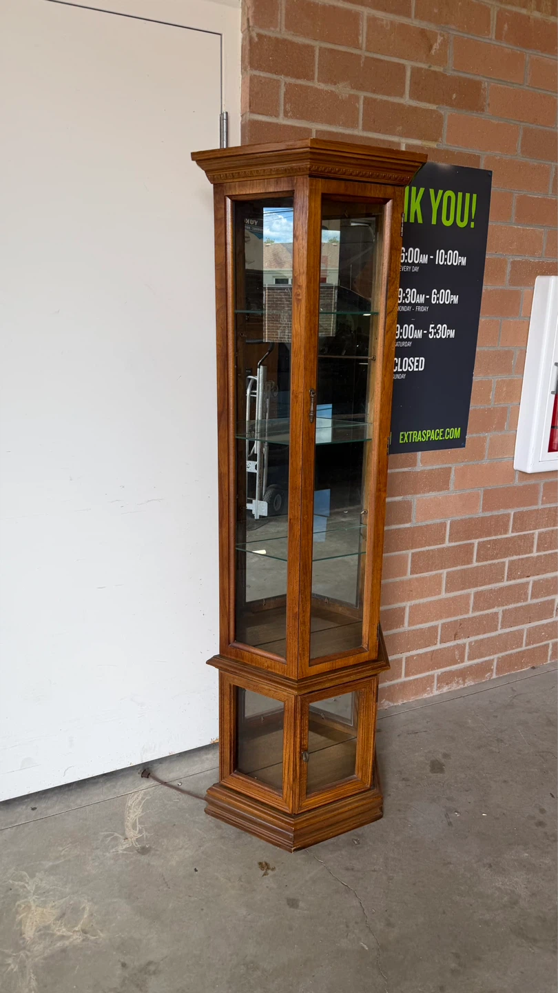 Wooden Glass Display Cabinet with Mirrored Back - photo 2