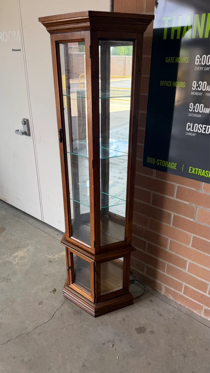 Wooden Glass Display Cabinet with Mirrored Back - photo 5