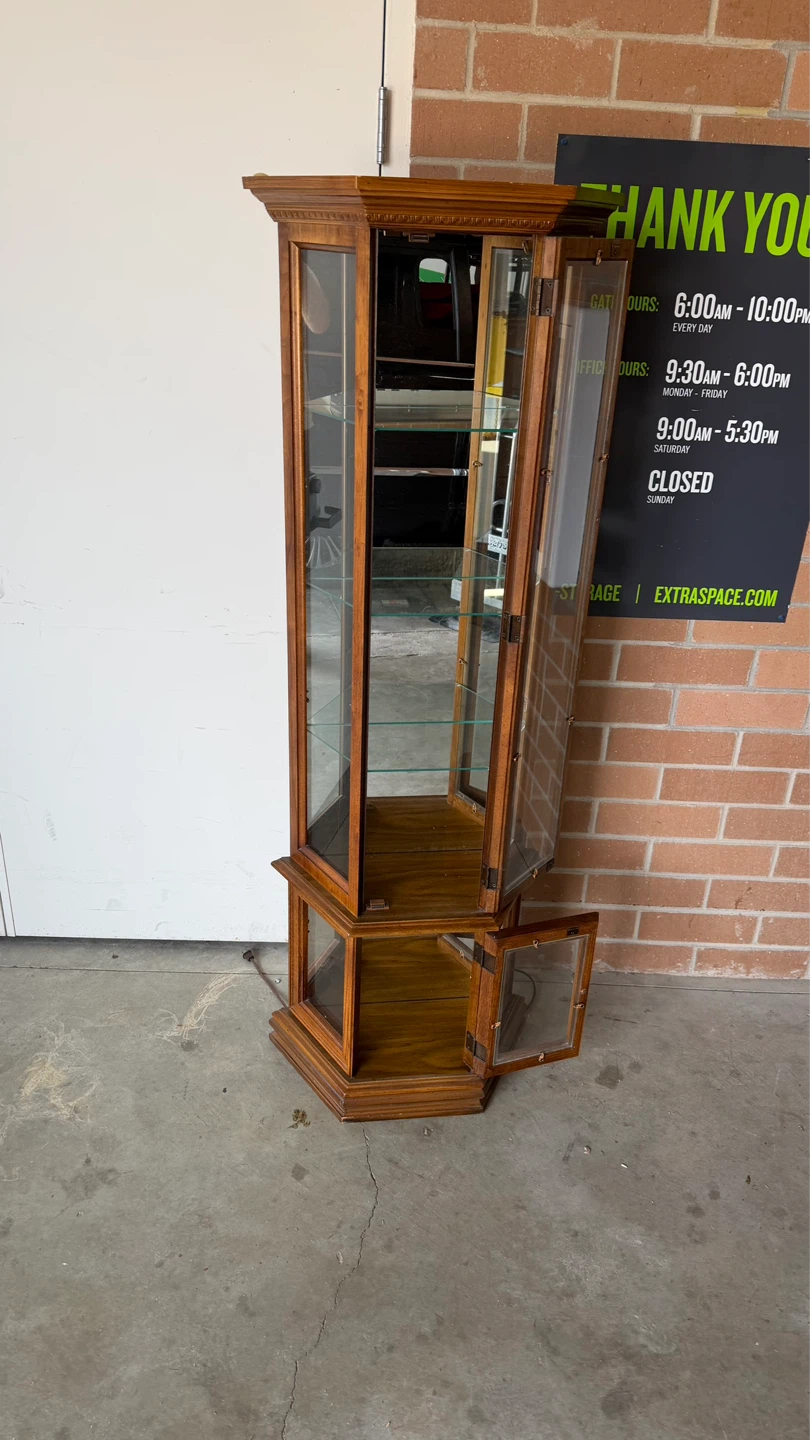 Wooden Glass Display Cabinet with Mirrored Back - photo 4