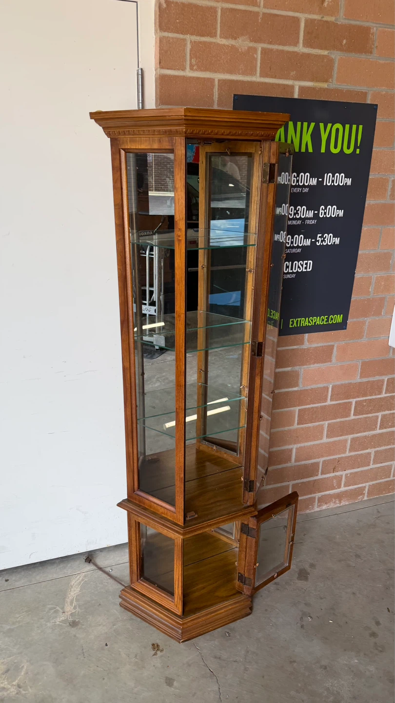 Wooden Glass Display Cabinet with Mirrored Back - photo 3