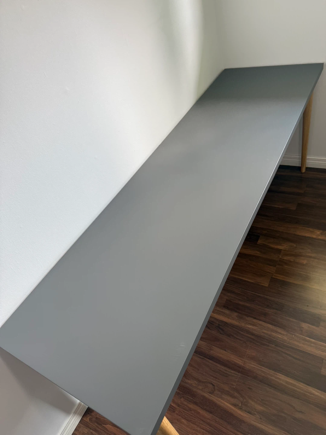 IKEA Large Modern Grey Desk with Wood Legs - photo 4