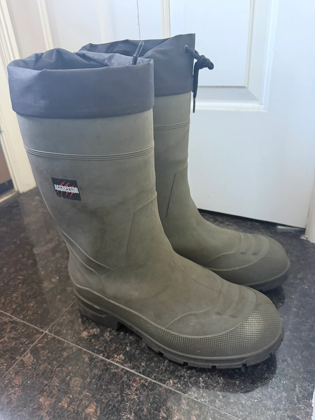 Aggressor Green Rubber Work Boots