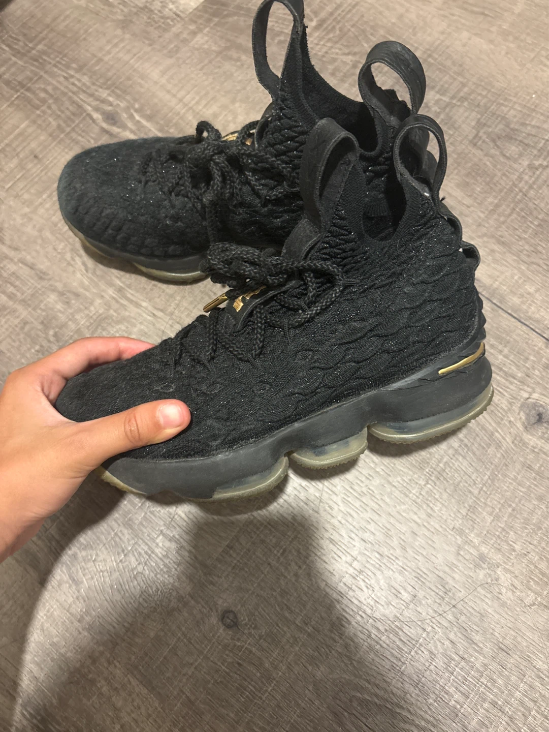 Nike LeBron 15 Black Gold Sneakers - photo 4