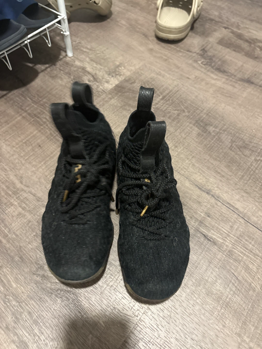 Nike LeBron 15 Black Gold Sneakers - photo 3