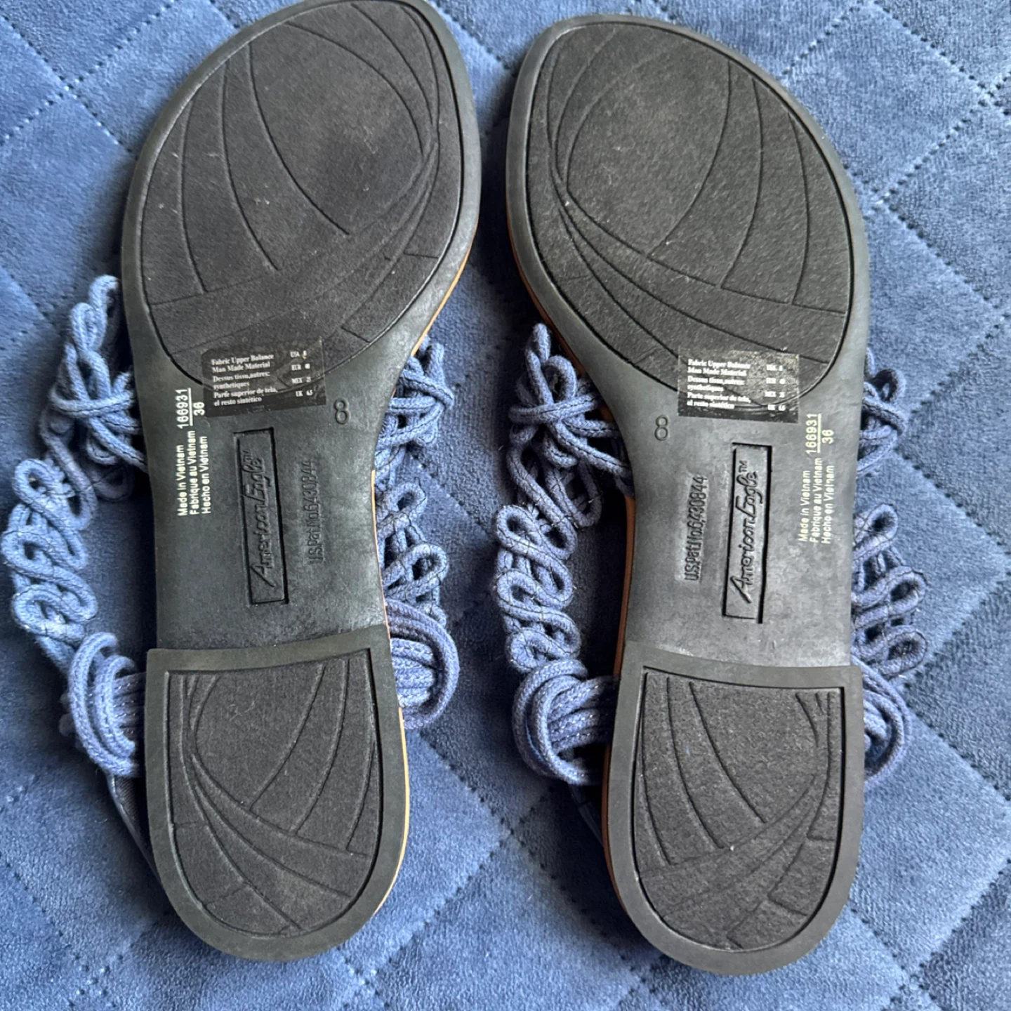 American Eagle Blue Macrame Thong Sandals Size 8 - photo 4