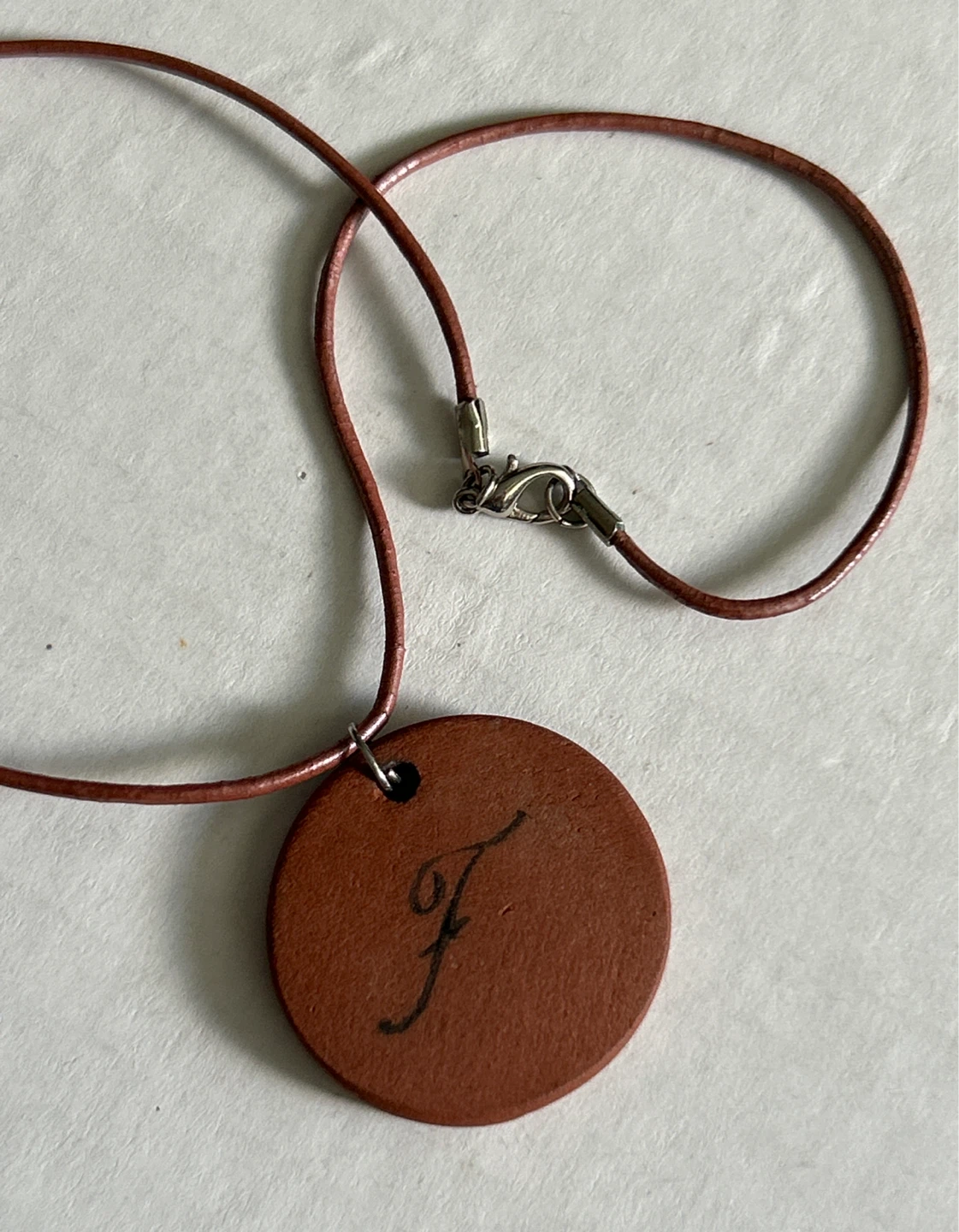 ⚽️Handmade Ceramic Pendant Necklace with "F" Initial - photo 3
