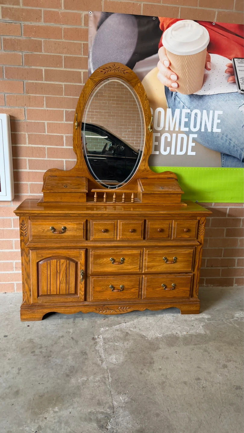 Vintage Oak Dresser with Mirror