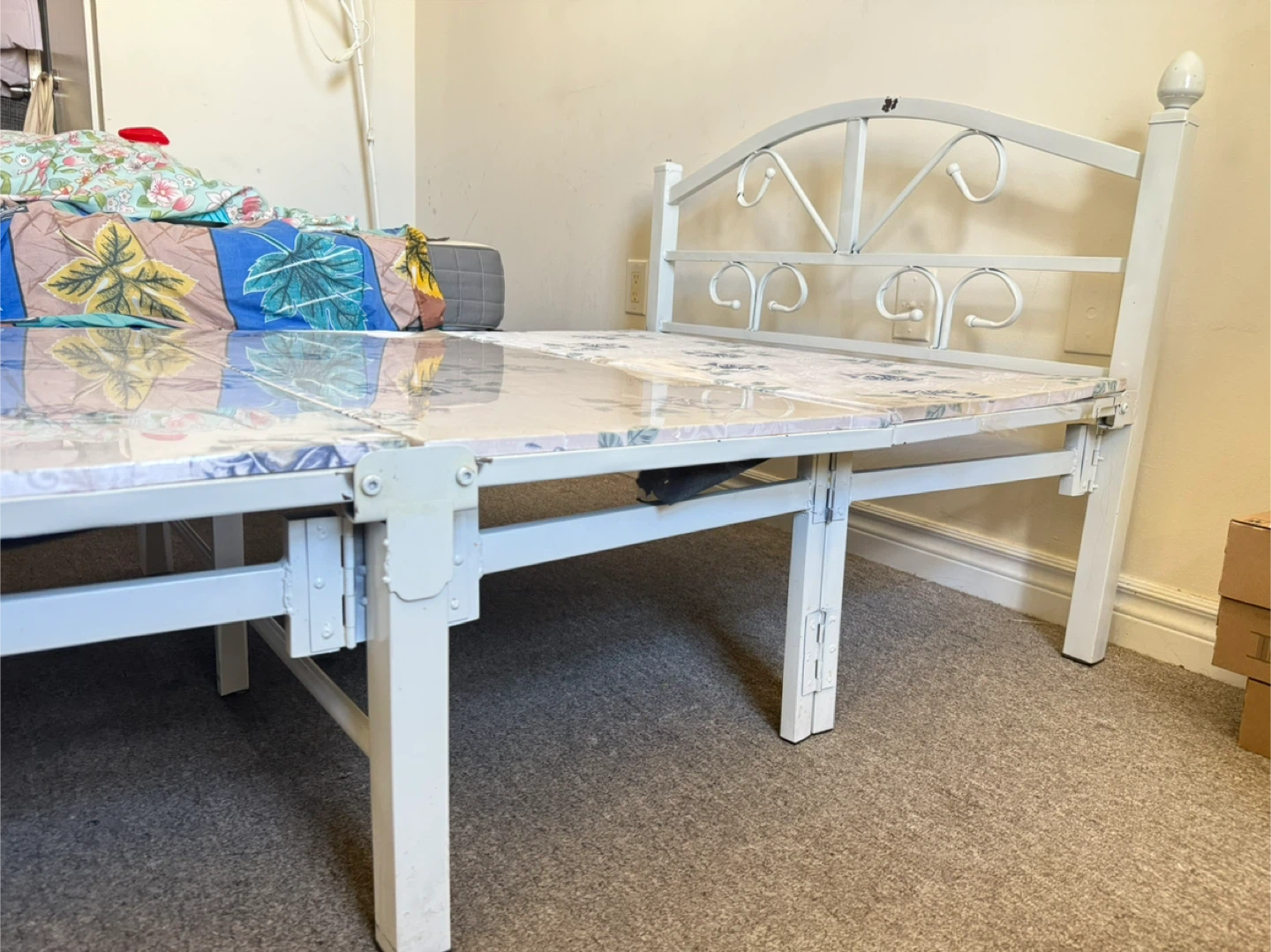 Move-Out Sale – Sturdy White Metal Bed Frame with Headboard - photo 5