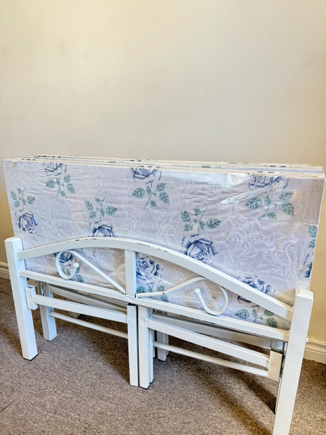 Move-Out Sale – Sturdy White Metal Bed Frame with Headboard - photo 2