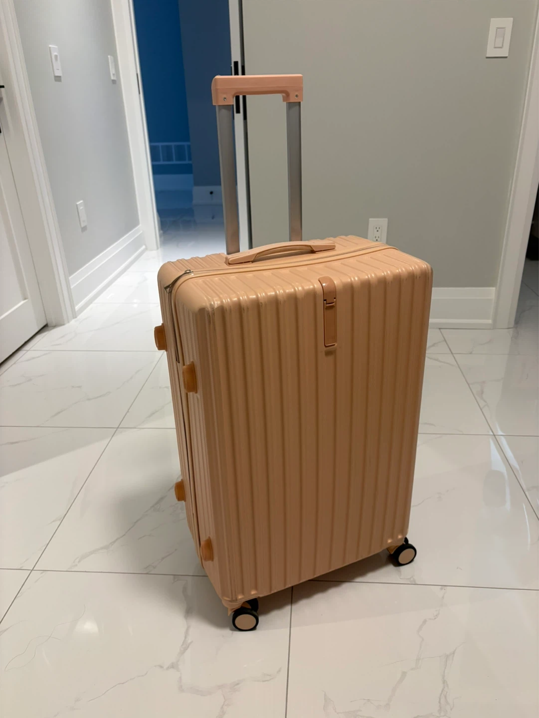 Peach Pink Hardside Spinner Suitcase