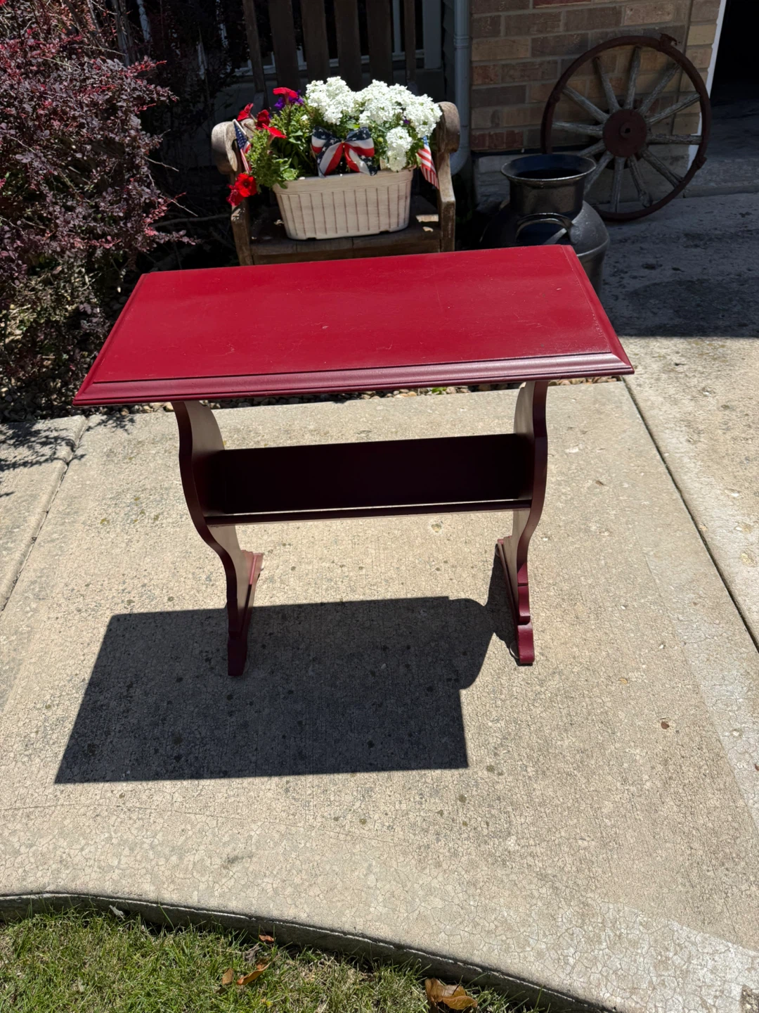 Red End Table with Shelf - photo 4