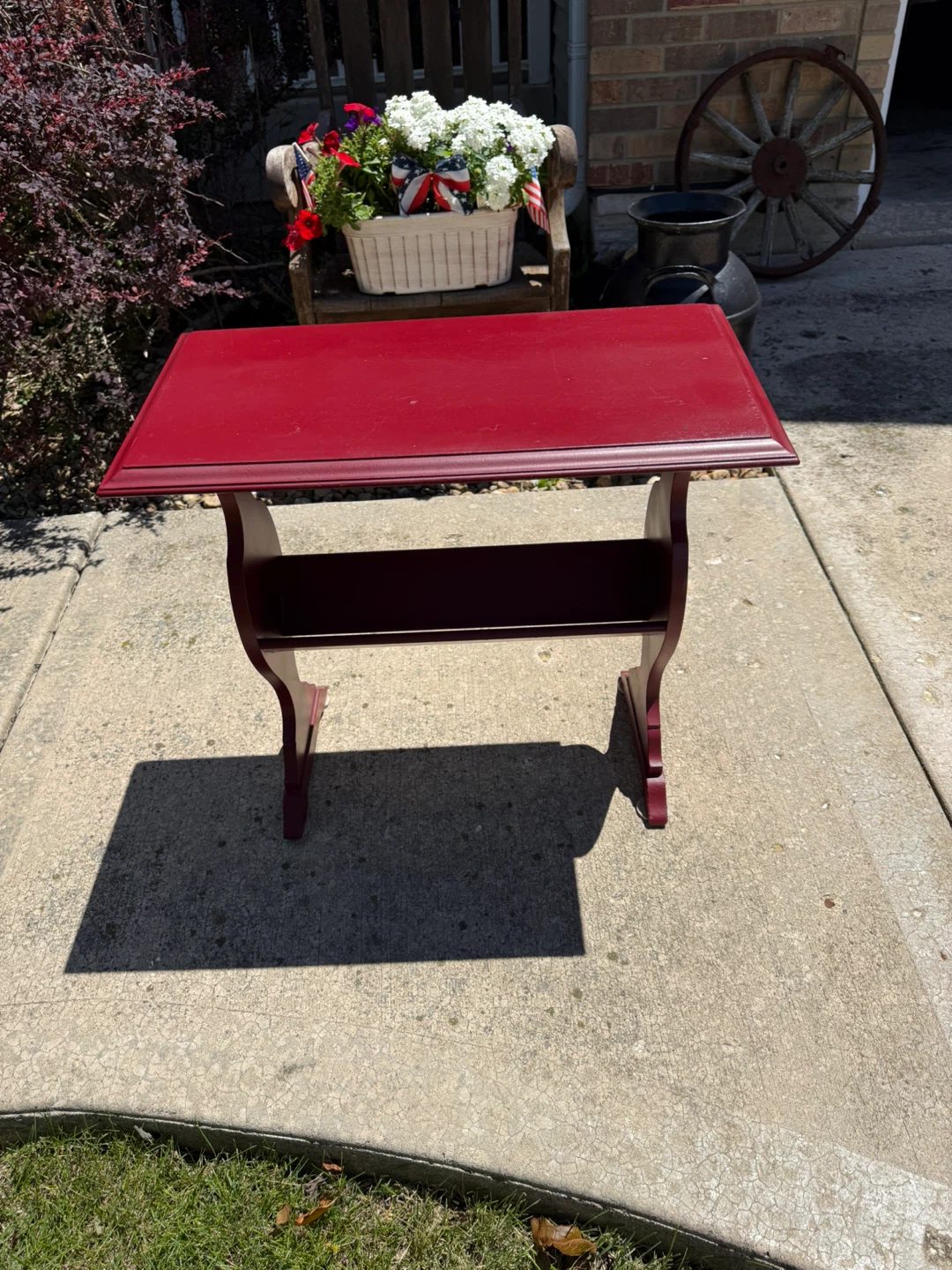 Red End Table with Shelf - photo 5