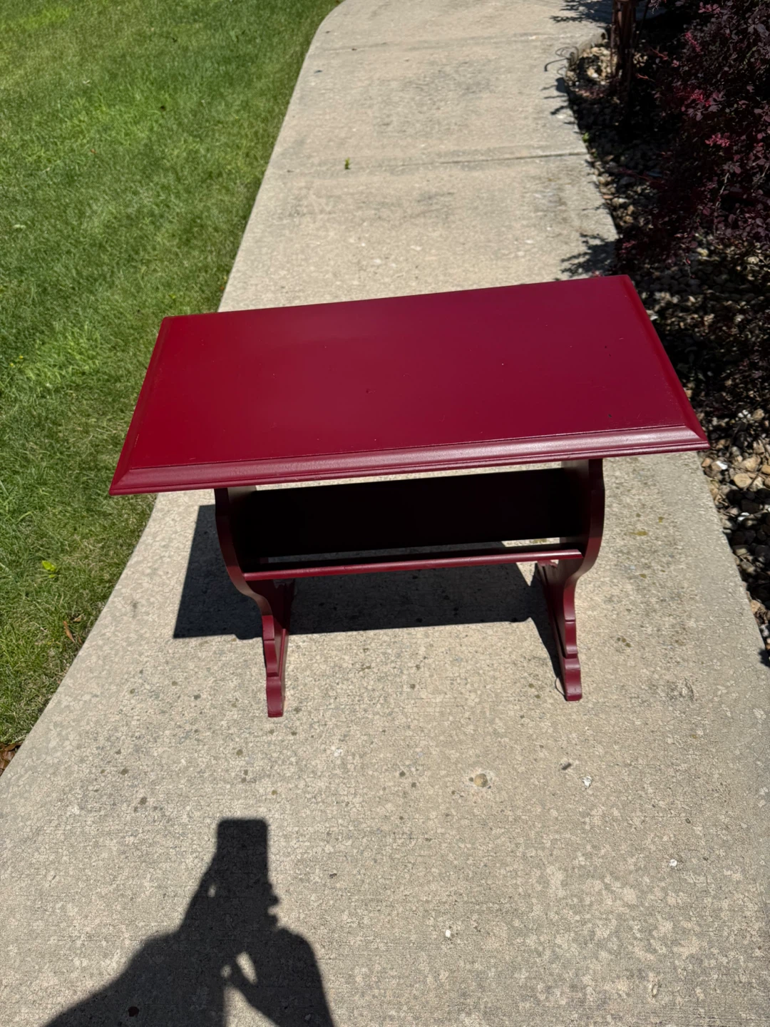 Red End Table with Shelf