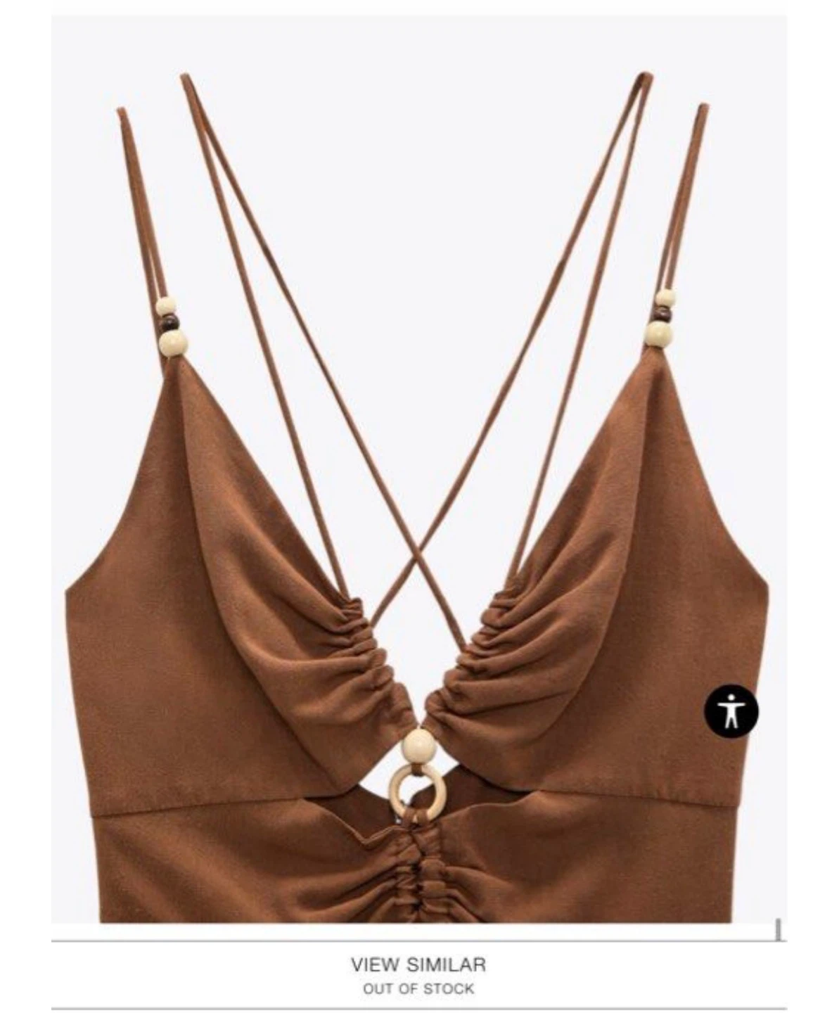 ⚽️ 🆕 Zara Brown Linen Blend Cutout Midi Dress - XS - photo 2