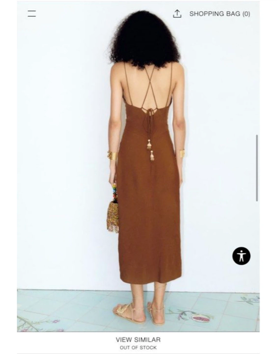 ⚽️ 🆕 Zara Brown Linen Blend Cutout Midi Dress - XS - photo 3