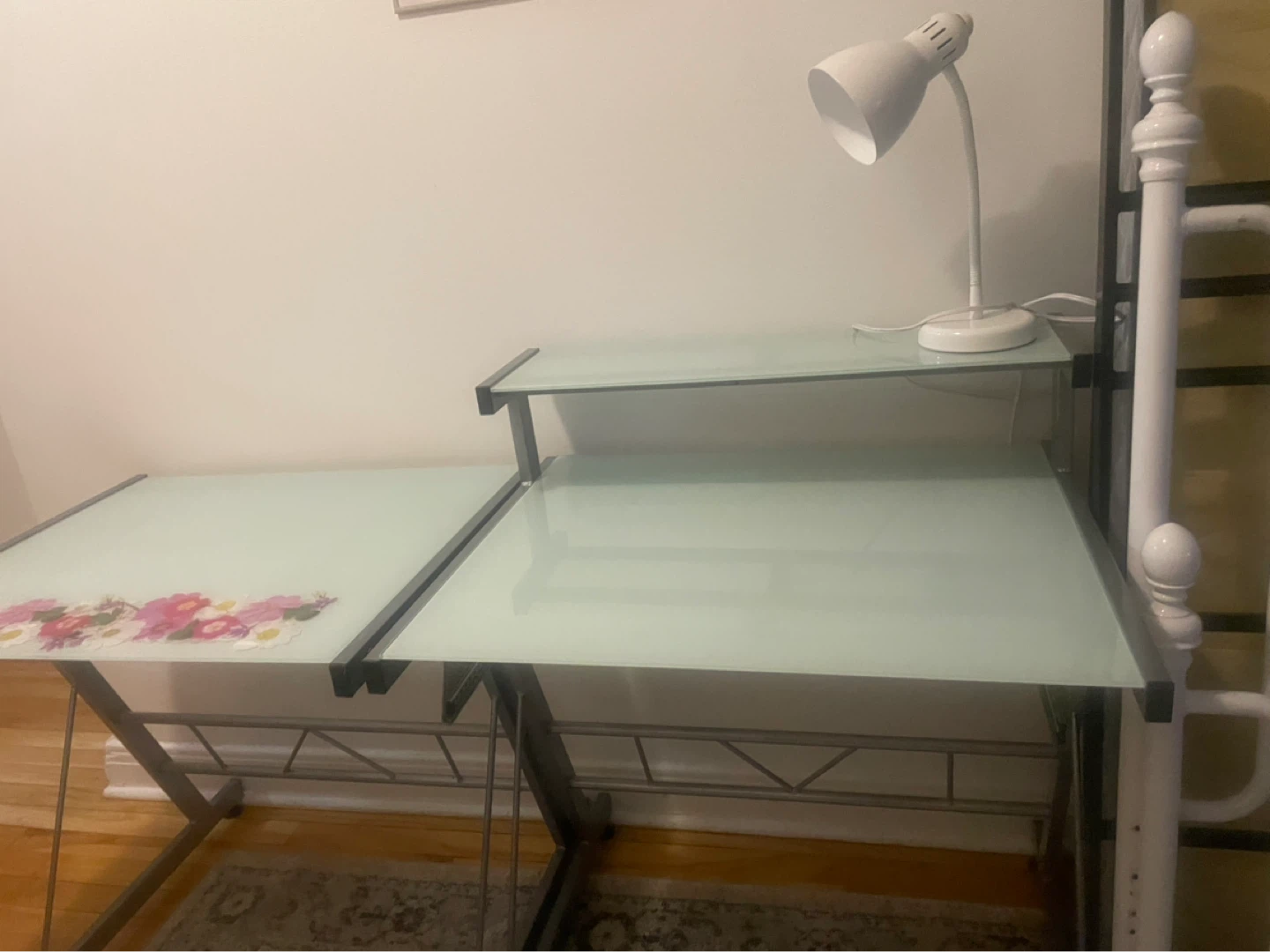 Glass Top Computer Desk with Lamp - photo 2