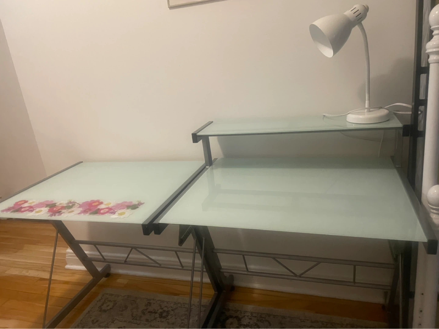 Glass Top Computer Desk with Lamp - photo 4
