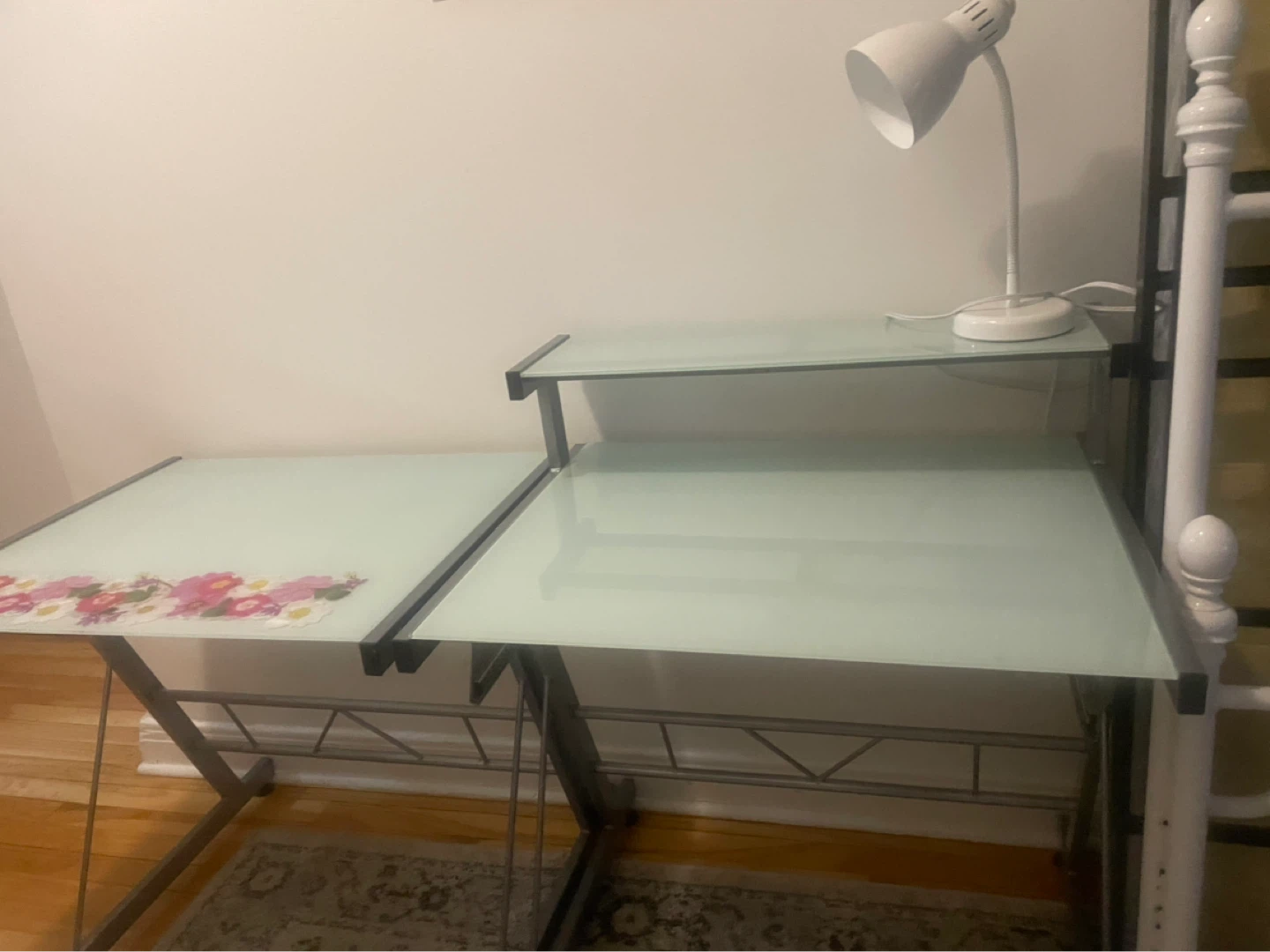 Glass Top Computer Desk with Lamp - photo 3