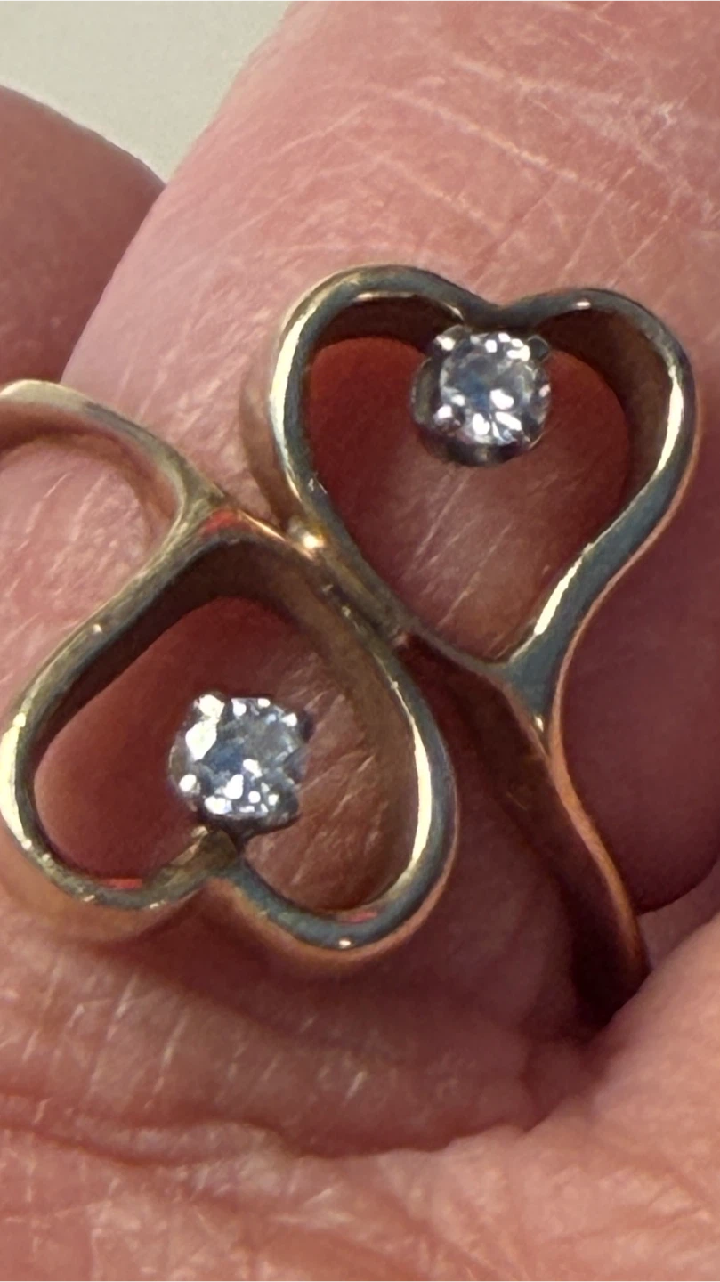 Real gold double heart ring.