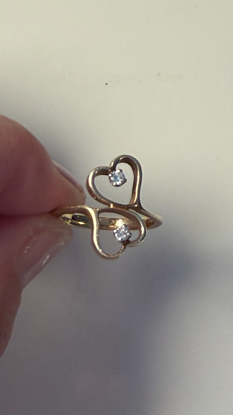Real gold double heart ring. - photo 2