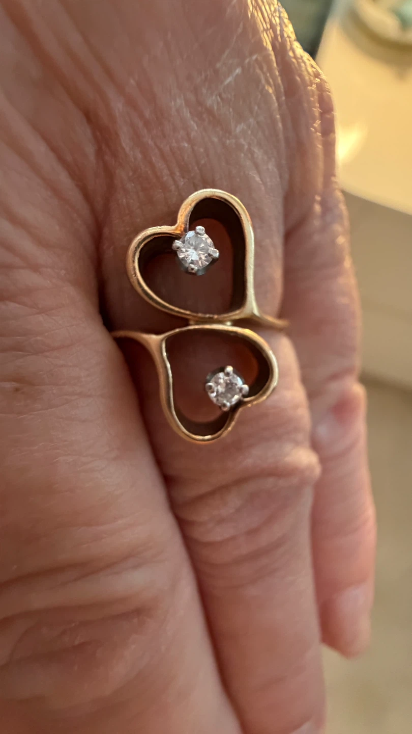 Real gold double heart ring. - photo 4