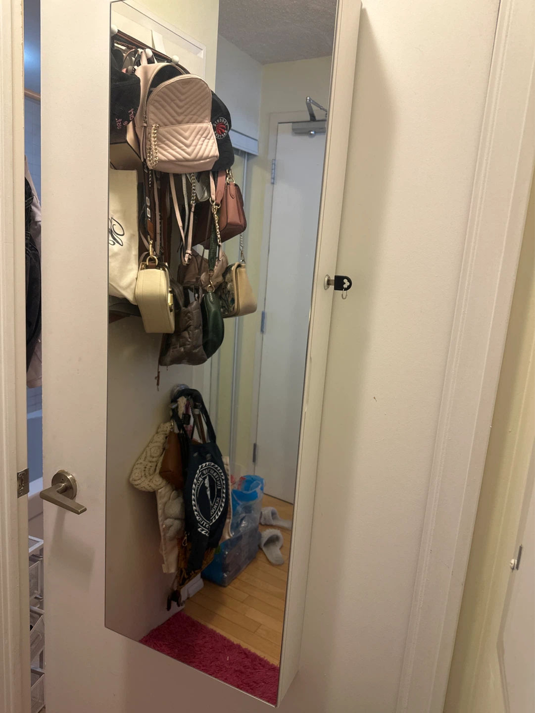 White Mirrored Jewelry Armoire with Storage - photo 3